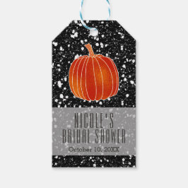 Shiny Orange Autumn Pumpkin Black Glitzer Bevorzug Geschenkanhänger