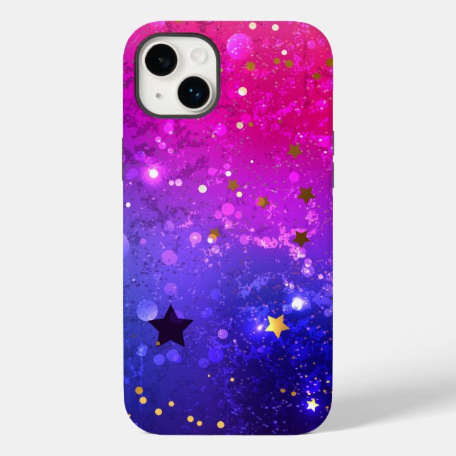 Shiny Pink Blue Background Case-Mate iPhone 14 Plus Hülle (Rückseite)