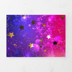 Shiny Pink Blue Background Dreifach Gefaltete Urlaubskarte