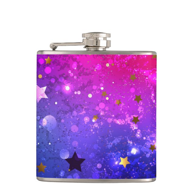 Shiny Pink Blue Background Flachmann (Vorderseite)