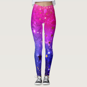 Shiny Pink Blue Background Leggings