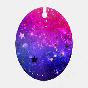 Shiny Pink Blue Background Ornament Aus Metall