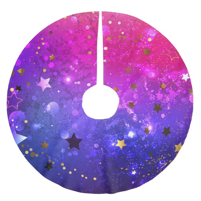 Shiny Pink Blue Background Polyester Weihnachtsbaumdecke (Vorderseite)