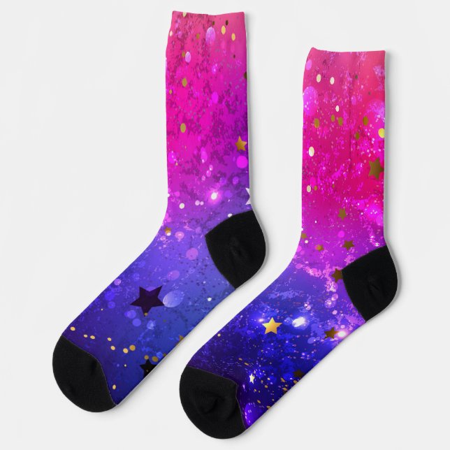 Shiny Pink Blue Background Socken (Linkes Detail)