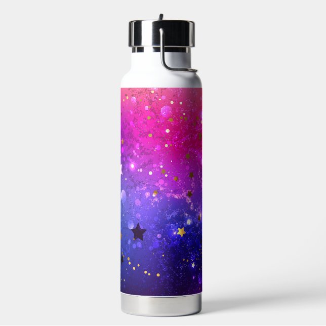 Shiny Pink Blue Background Trinkflasche (Links)
