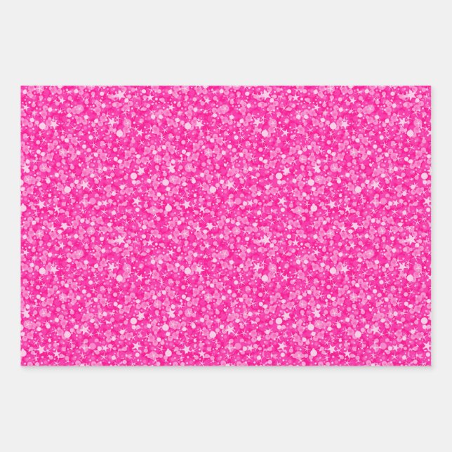 Shiny Pink Glitzer Geschenkpapier Set (Vorderseite)