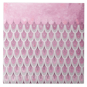 Shiny Pink Glitzer Meerjungfrau Fischskala Fliese