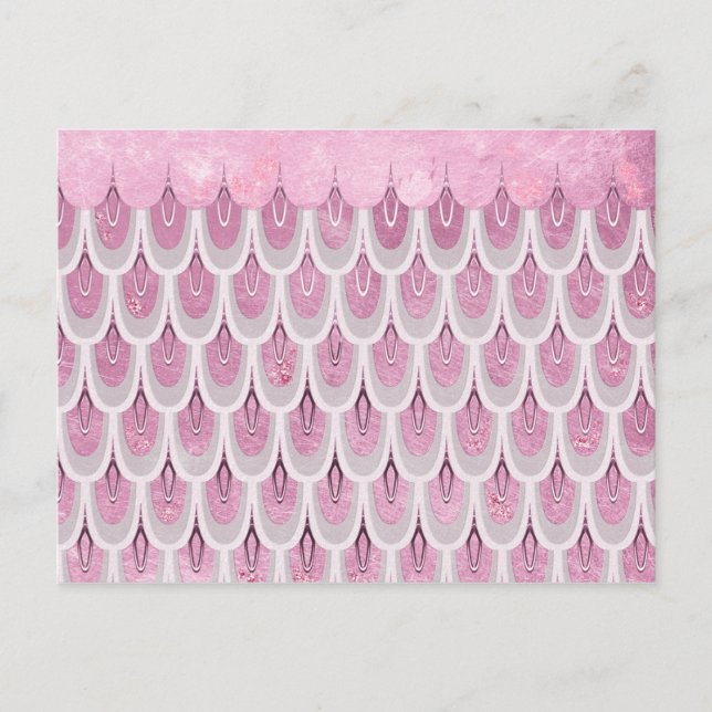 Shiny Pink Glitzer Meerjungfrau Fischskala Postkarte (Vorderseite)