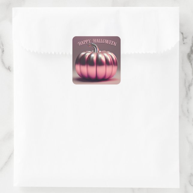 Shiny Pink Pumpkin Quadratischer Aufkleber (Tasche)