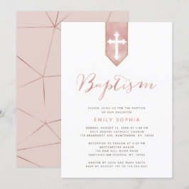 Shiny Pink Rose Taufe Einladung