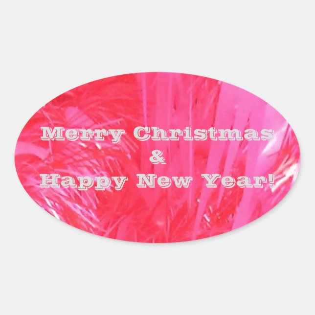 Shiny Pink Weihnachtsbaum Ovaler Aufkleber (Vorderseite)