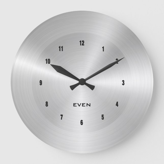Shiny polierter metallischer silberner Hintergrund Große Wanduhr (Vorderseite)