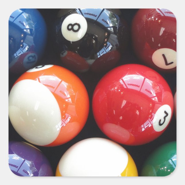 Shiny Pool Bälle nah Quadratischer Aufkleber (Vorderseite)