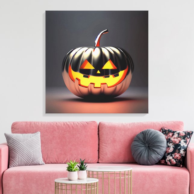 Shiny Pumpkin Halloween Leinwanddruck (Insitu (Wohnzimmer))