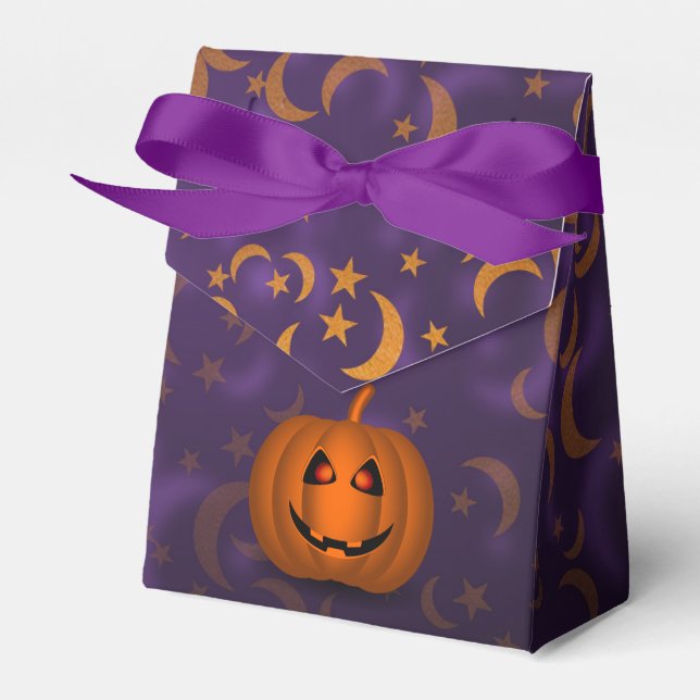 Shiny Pumpkin Halloween Moon Lila Favor Box Geschenkschachtel (Vorderseite)