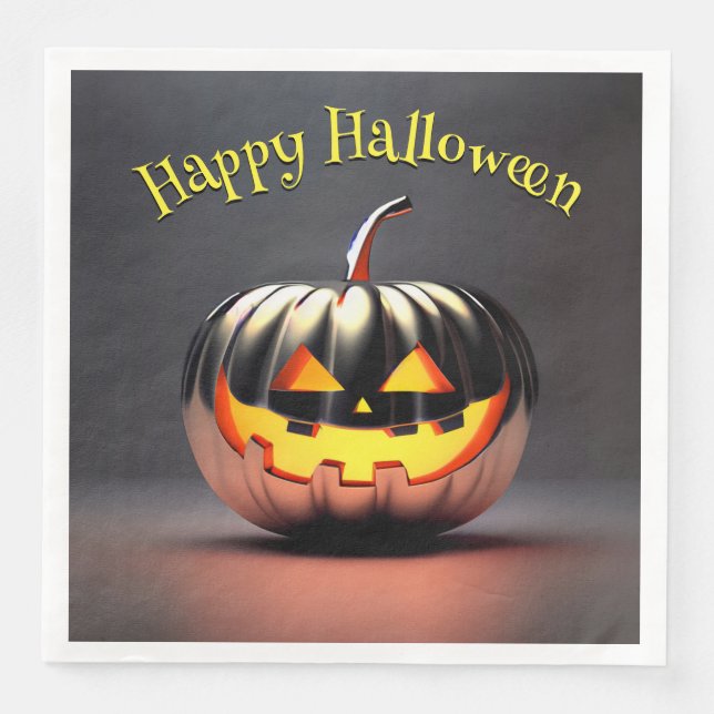 Shiny Pumpkin Halloween Serviette (Vorderseite)