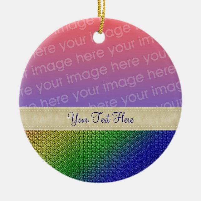 Shiny Rainbow Stripes Ihr Foto Keramikornament (Vorne)