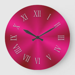 Shiny Red Metallic Clock mit römischen Zahlen Große Wanduhr