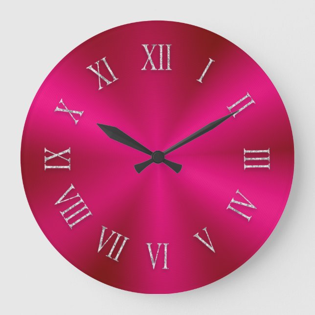 Shiny Red Metallic Clock mit römischen Zahlen Große Wanduhr (Vorderseite)