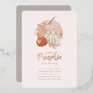 Shiny Rose Gold und Pink Pumpkin Baby Dusche Folieneinladung