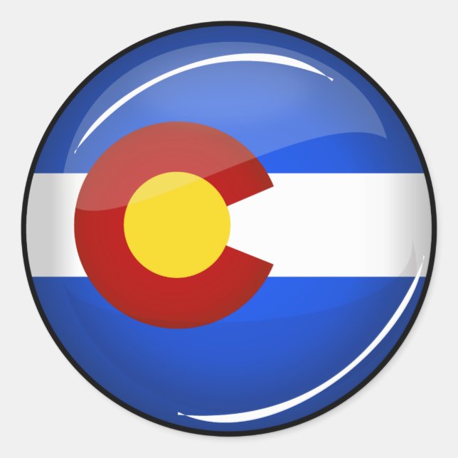 Shiny Round Colorado Flag Runder Aufkleber (Vorderseite)