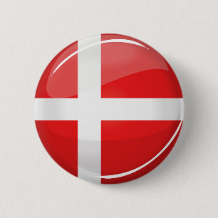 Shiny Round Denmark Flag Button