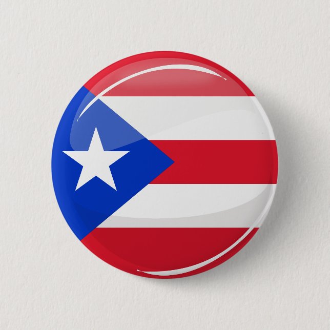 Shiny Round Puerto Rico Flag Button (Vorderseite)