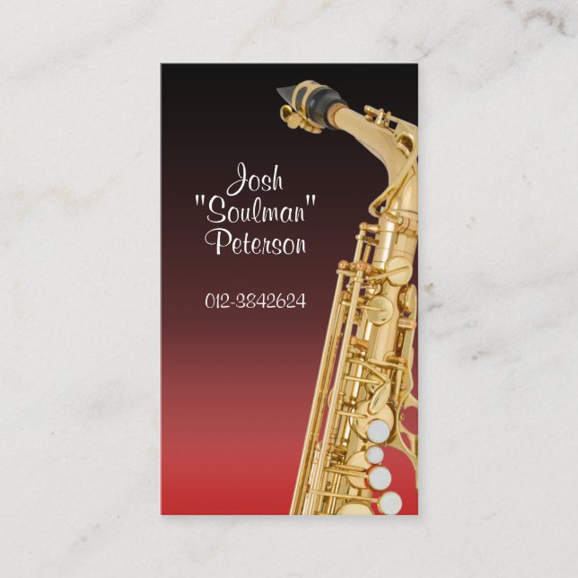 Shiny Saxaphone Red Gradient Business Card Visitenkarte (Vorderseite)