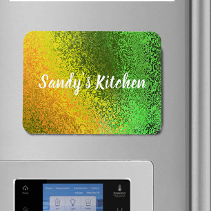 Shiny Shades Green & Yellow Name Kitchen Premium Magnet