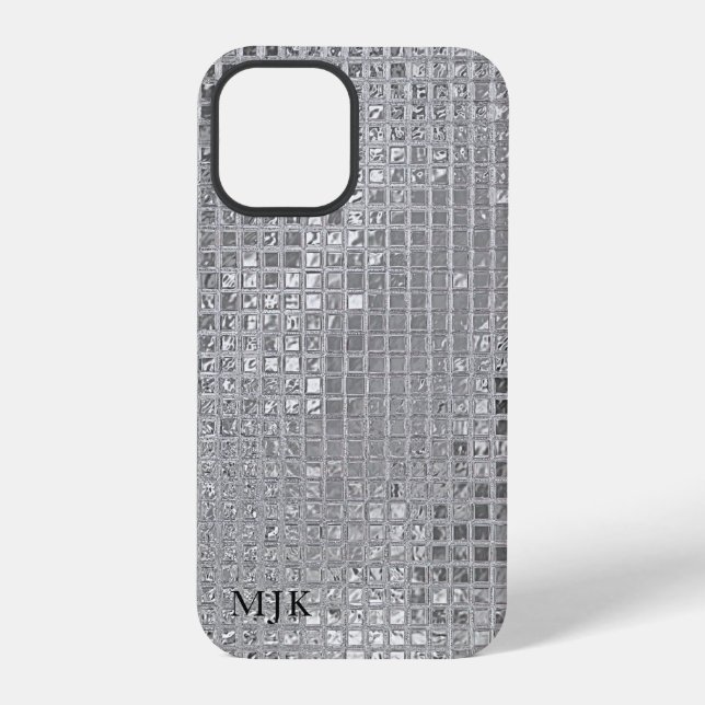 Shiny Silver Foil Squares iPhone 12 Pro Hülle (Rückseite)