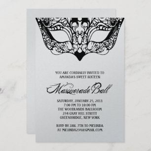 Shiny Silver Masquerade Einladungen