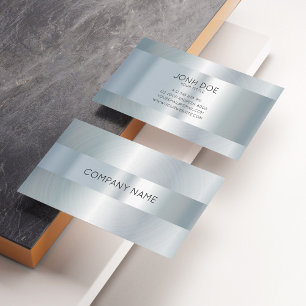 Shiny Silver Metal Modernes Berufliches Monogramm Visitenkarte
