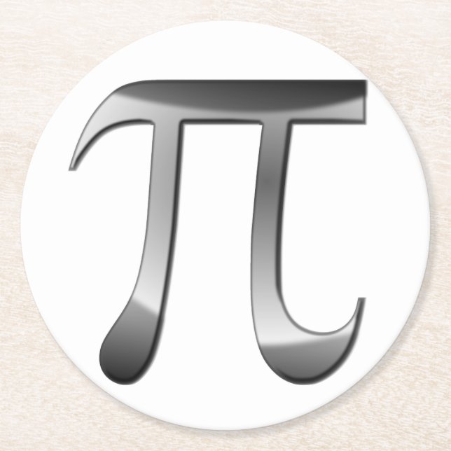 Shiny Silver Pi Symbol Runder Pappuntersetzer (Vorderseite)