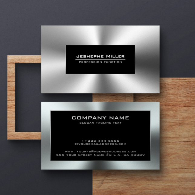 Shiny Silver Tones aus rostfreiem Stahl Look Visitenkarte (Von Creator hochgeladen)