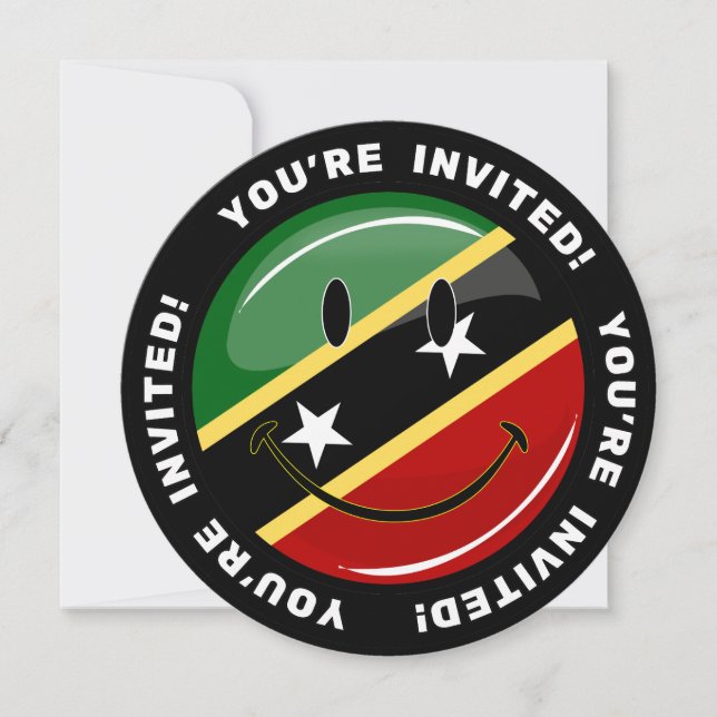Shiny Smiling St. Kitts und Nevis Flag Einladung (Vorderseite)
