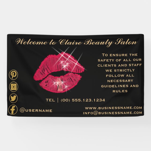 Shiny Sparkling Red Lips Willkommen    Banner (Horizontal)
