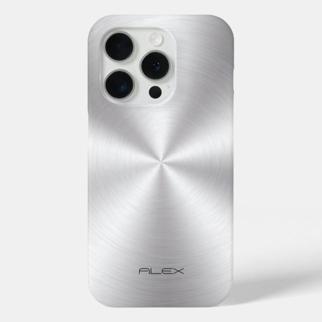 Shiny Stainless Steel Metalli Look- Monogram Case-Mate iPhone Hülle (Rückseite)