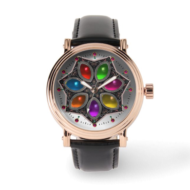SHINY STAR MIT FARBEN GEMSTONS ARMBANDUHR (Vorderseite)
