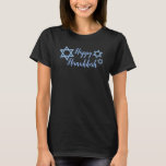 Shiny Star von Davids Hanukkah T-Shirt<br><div class="desc">Happy Hanukkah mit glänzenden,  blauen Stern von Davids.</div>