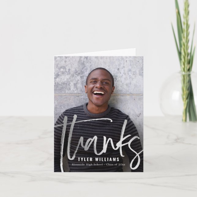 Shiny Strokes Moderner Abschluss Danke Karte (Vorderseite)