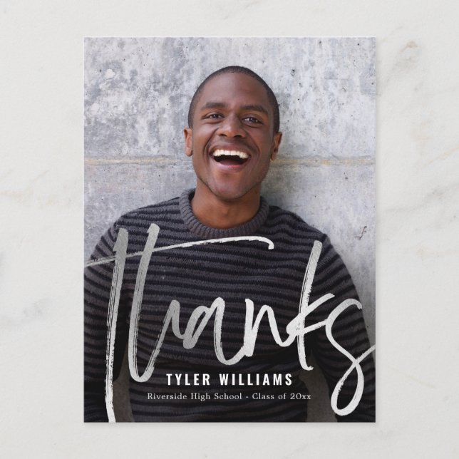 Shiny Strokes Moderner Abschluss Vielen Dank Postkarte (Vorderseite)