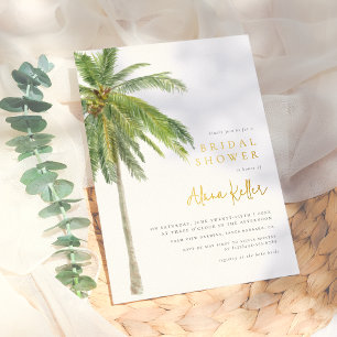 Shiny Tropical Watercolor Palm Tree Brautparty Folieneinladung