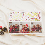 Shiny Very Merry Hand Lettering 3 Foto Weihnachten Folien Feiertagskarte<br><div class="desc">Fügen Sie Ihren Weihnachtskarten Glanz mit echter Goldfolie, Silber oder Rose! Dieser klassische und zeitlose Metallic-Stil wird Ihre Karten um ein weiteres Level erweitern. Ein skurriles, von Hand gezeichnet Design mit "Sehr Merry" in echter Folienschrift, dekoriert mit niedlichen kleinen Sternen und Glitzern. "Merry" ist unterstrichen, und es gibt eine rustikale...</div>