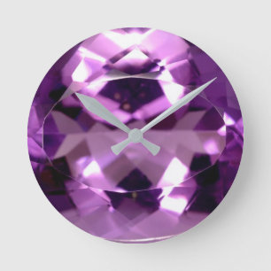 Shiny violett Amethyst Edelstein Februar Geburtste Runde Wanduhr