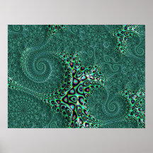 Shiny Wet Teal Spotted Octopus Fractal Art