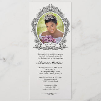 Shiny White and Black Quinceanera Foto Einladung