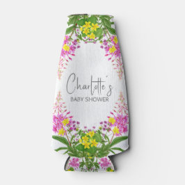 Shiny Yellow Pink Wildblume Script Baby Dusche Flaschenkühler