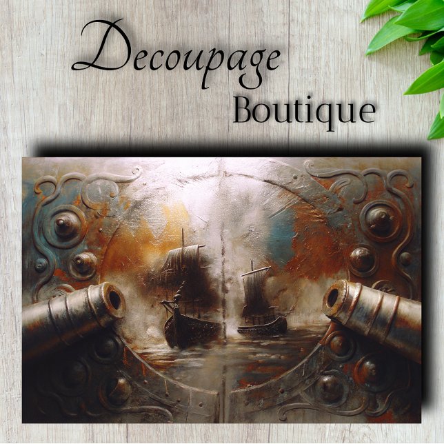 Ship Battle Porthole Decoupage Seidenpapier (Ship Battle Porthole Decoupage Tissue Paper)