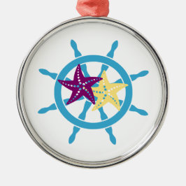 Ship wheel helm starfish ornament aus metall