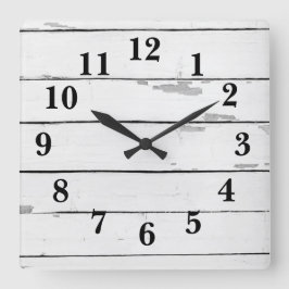 Shiplap Rustikaler Bauernhof Quadratische Wanduhr